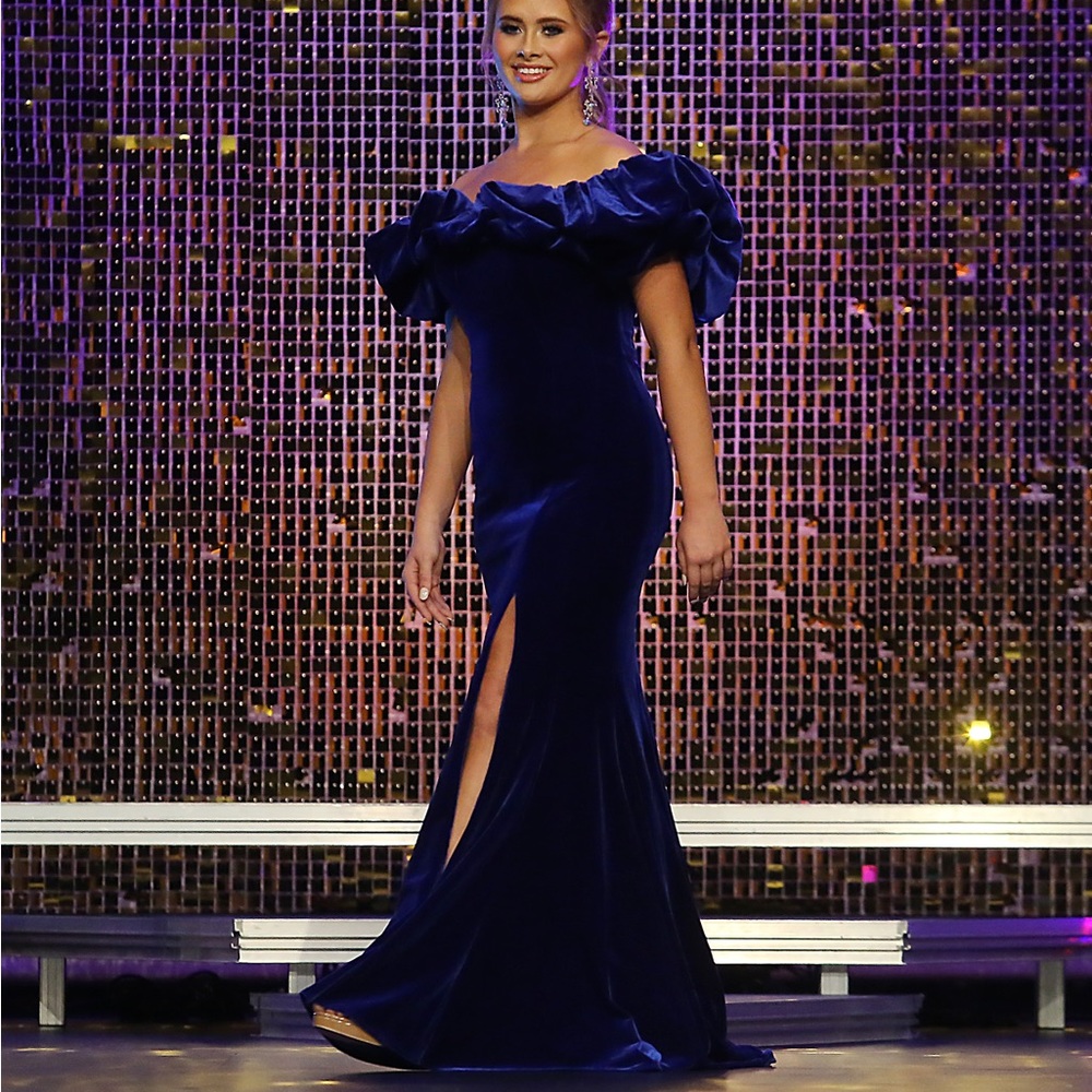 Ashley Lauren Stunning Velvet Gown! Has contour seamed skirt,train,wore1xpagent